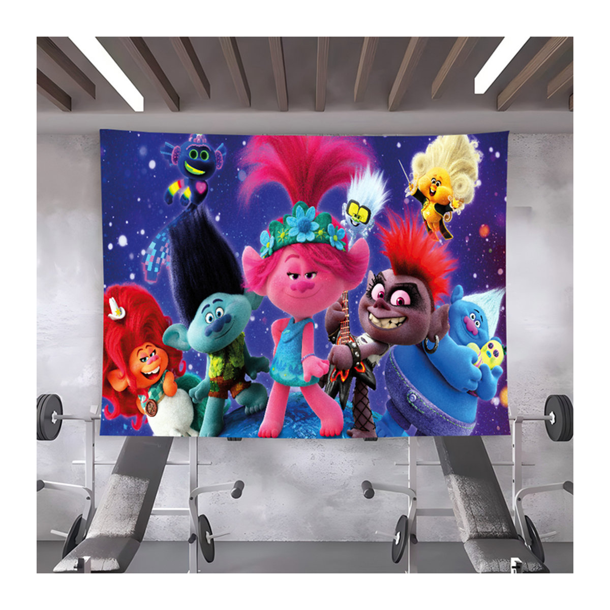 Trolle Band T-Together Cartoon Party Dekoration für Kinder Geburtstag Banner aus Textil, mehrfarbig, B: 120 cm, H: 70 cm - Bild 1