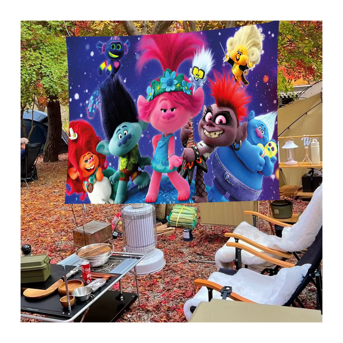 Trolle Band T-Together Cartoon Party Dekoration für Kinder Geburtstag Banner aus Textil, mehrfarbig, B: 120 cm, H: 70 cm - Bild 3
