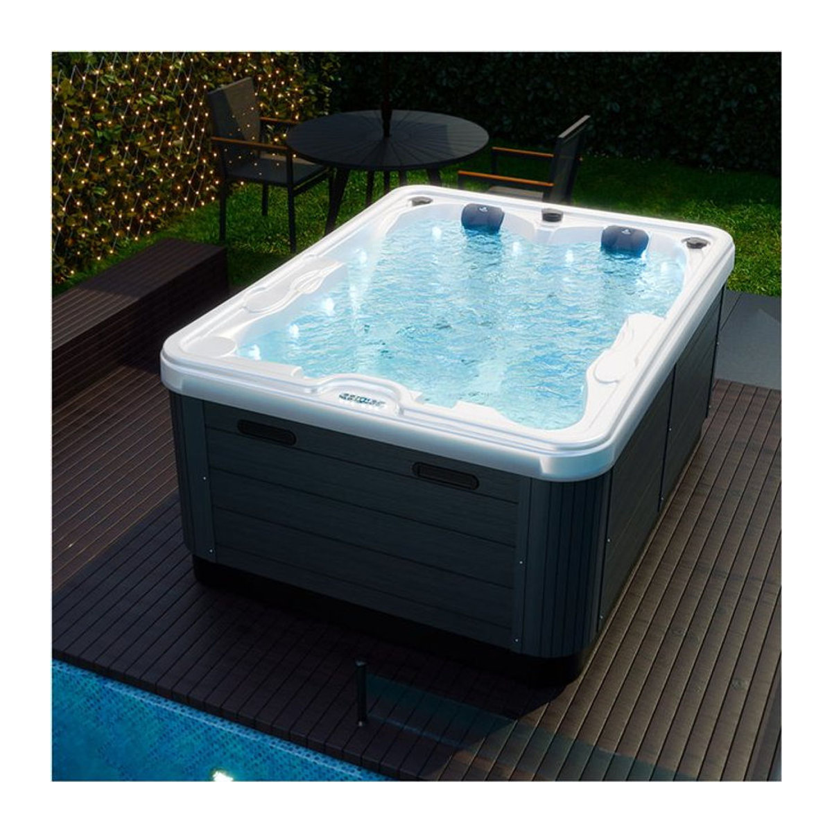Tronitechnik Joyonway Spa Outdoor Whirlpool für 2 Personen aus Sanitäracryl in Grau mit Massagedüsen und LED-Beleuchtung - Bild 1