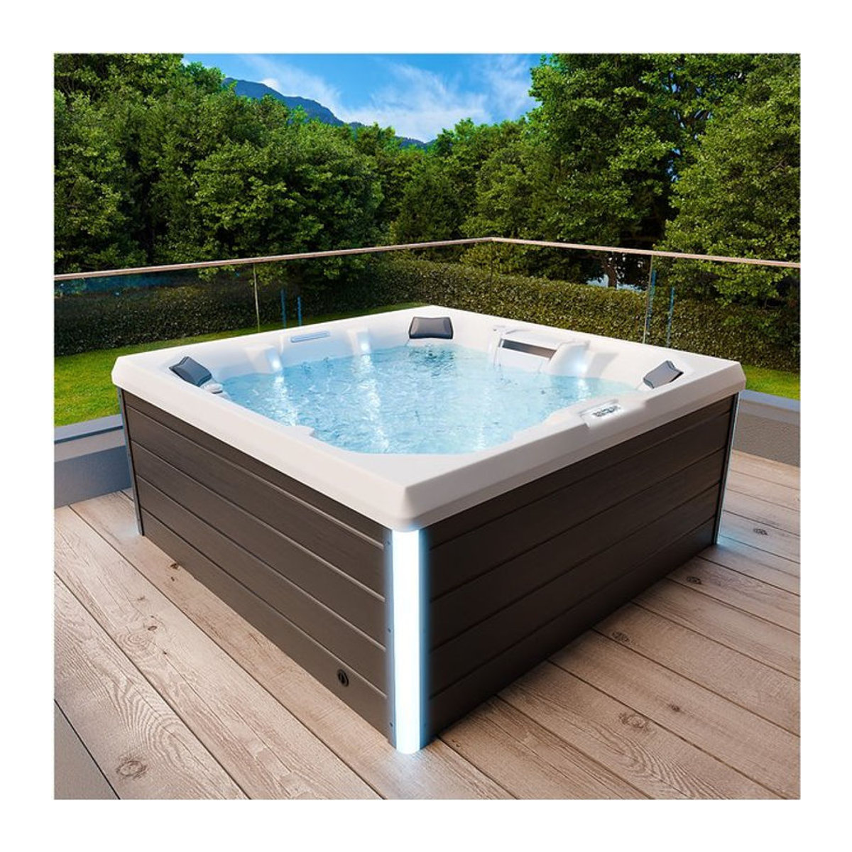 TroniTechnik® Outdoor Whirlpool Spa TORCELLO mit Heizung, Hydromassage und Farblicht, B/B: 210 x 210 cm - Bild 1