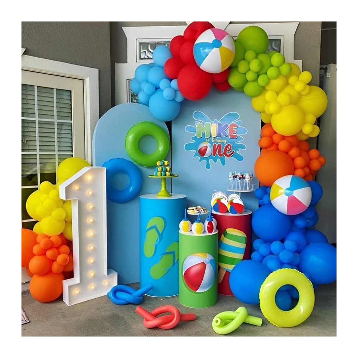 Tropical Ballon Girlande Bogen Kit für Hawaii Luau und Geburtstag, mehrfarbig, Latex und Kunststoff, mit Blumen-Dekoration für Pool und Strand Party - Bild 1