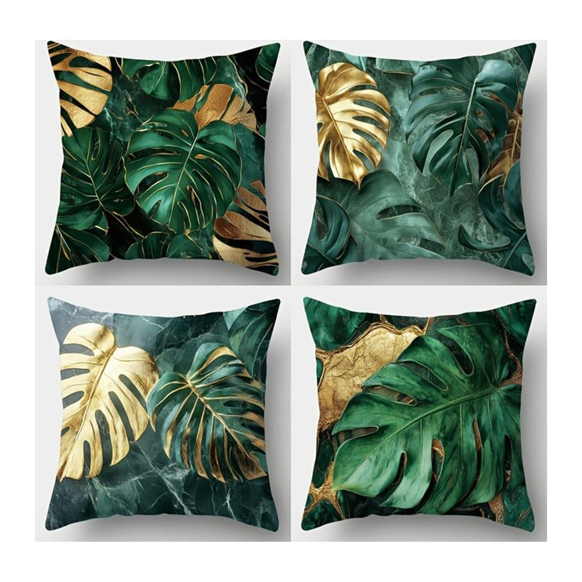 Tropical Monstera Leaf Kissenbezug in Grün für dein Wohnzimmer oder Schlafzimmer - Bild 1