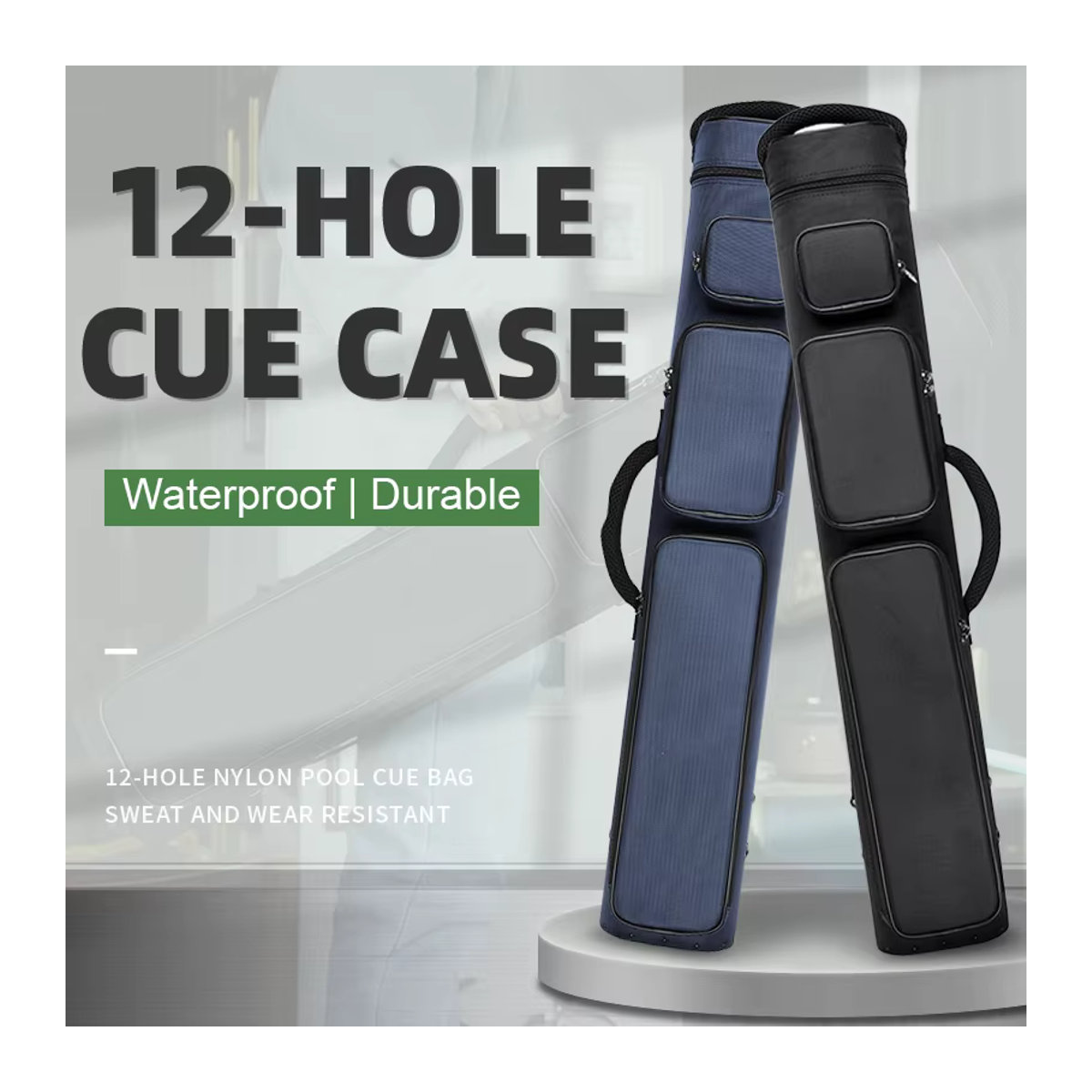 TROUFY Billard-Queue-Koffer aus Polyester in Schwarz-Lila mit Platz für 12 Löcher, 4 Stränge und 8 Wellen - Bild 2