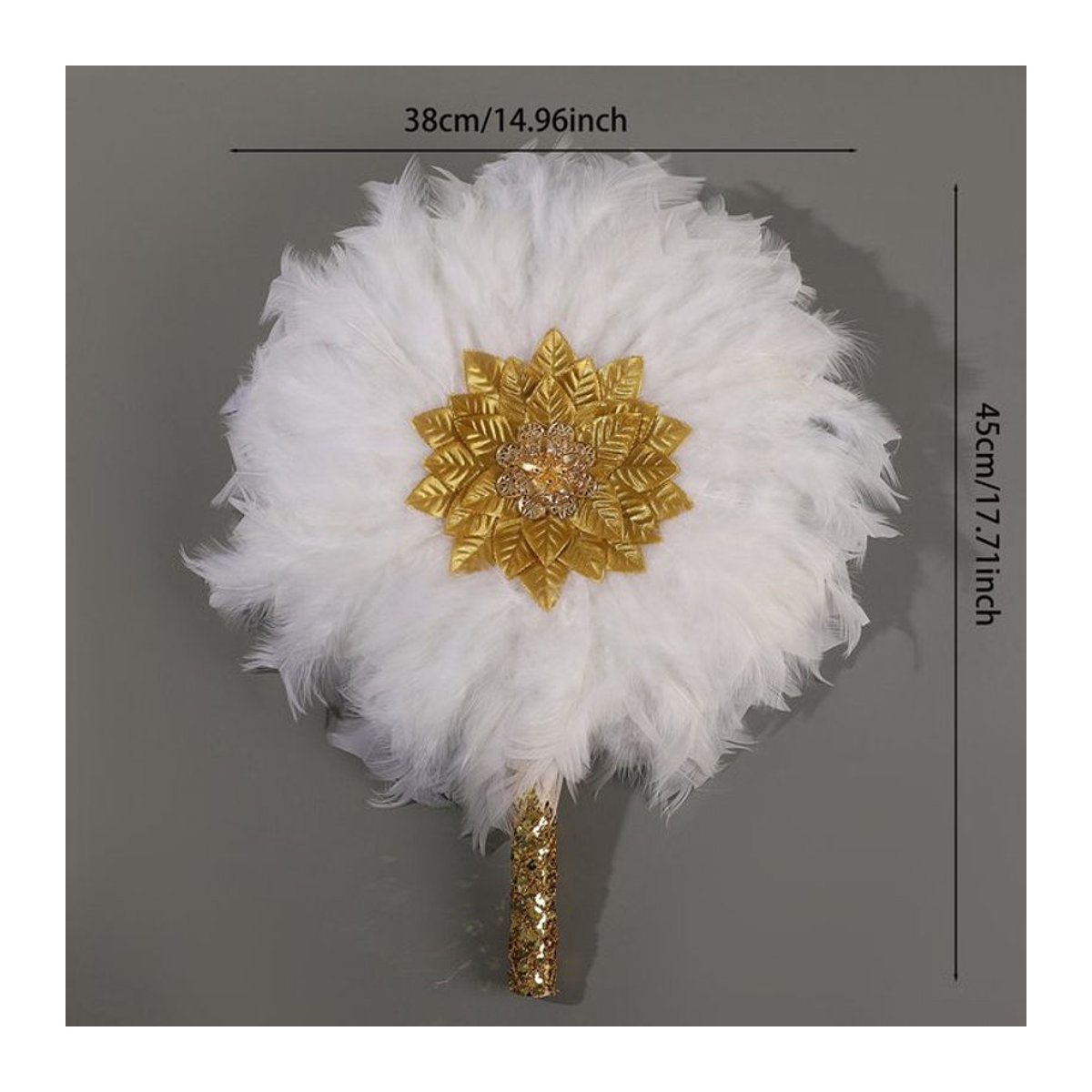 True Love Gift Bohemian Bride Fan in Gold und Weiß als Hochzeitsaccessoire und Dekoration - Bild 1