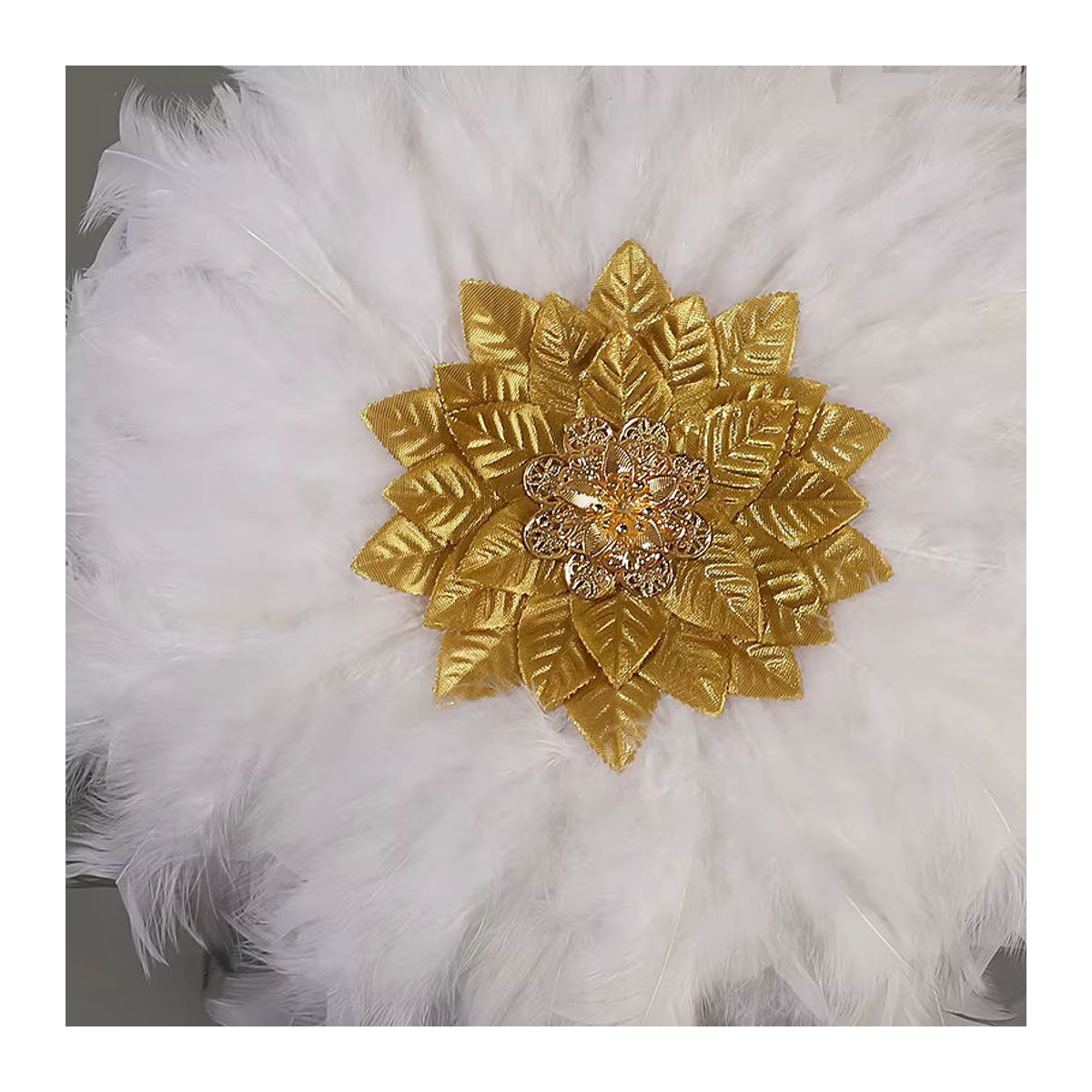 True Love Gift Bohemian Bride Fan in Gold und Weiß als Hochzeitsaccessoire und Dekoration - Bild 2