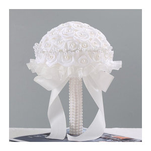 TRUE LOVE GIFT Rosenstrauß in Weiß als florale Textil-Dekoration für Hochzeiten und Feiern