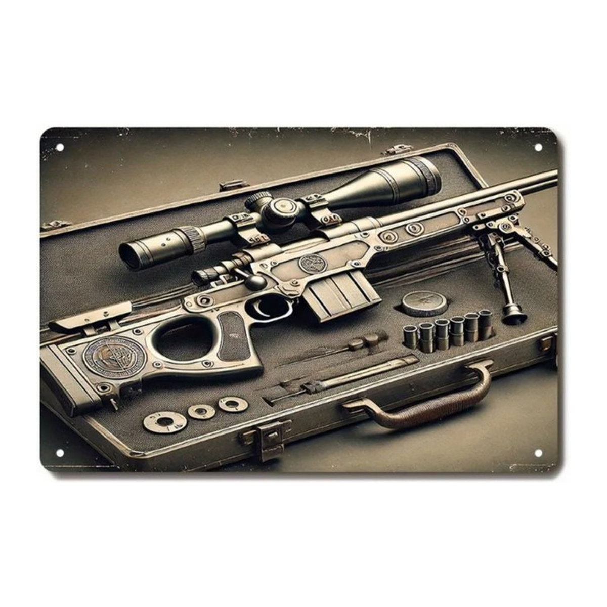 True Man's Toys Metallwandkunst Scharfschützengewehr in Schwarz mit Etui zur Wandmontage - Bild 1
