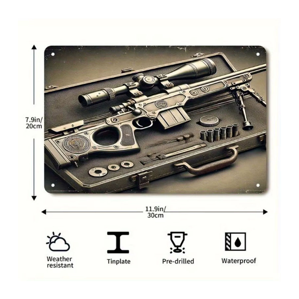 True Man's Toys Metallwandkunst Scharfschützengewehr in Schwarz mit Etui zur Wandmontage - Bild 2