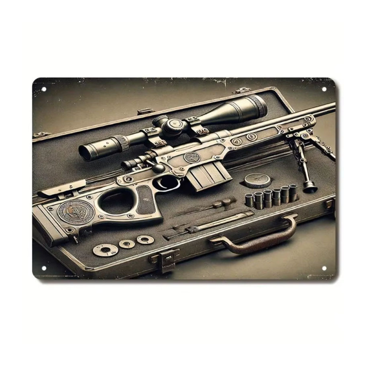 True Man's Toys Metallwandkunst Scharfschützengewehr in Schwarz mit Etui zur Wandmontage - Bild 4