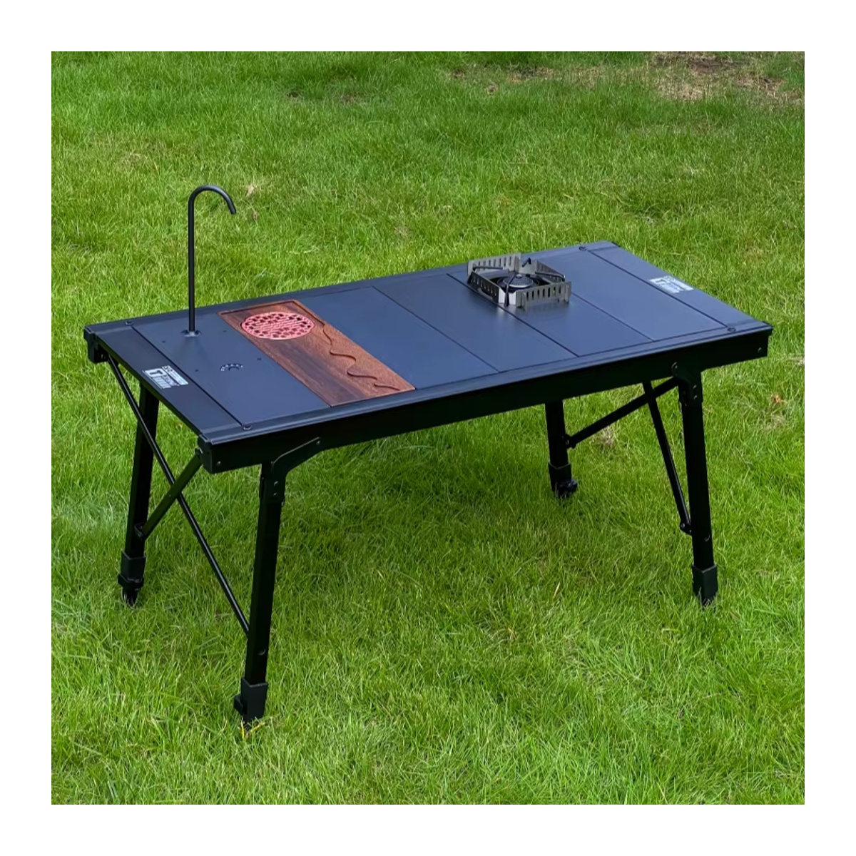 Tryhomy IGT-Campingtisch aus Aluminiumlegierung, zusammenklappbar und erweiterbar, Schwarz - Bild 2