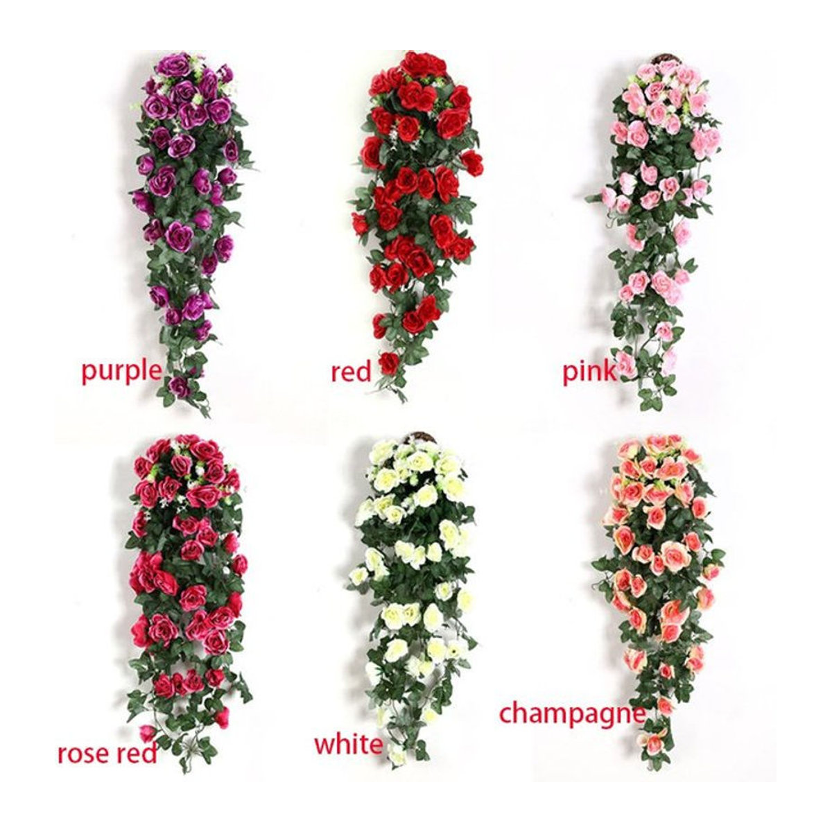 TTCY Künstliche Blumen Rattan Wandbehang Rosa mit Rosen für Hochzeitsdekoration und Home Decor - Bild 1