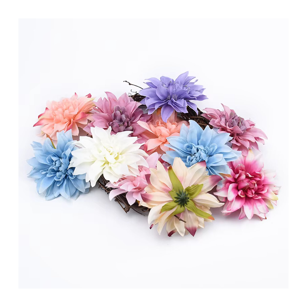 TTCY Künstliche Dahlien Blumen in Mehrfarbig für Hochzeit, Weihnachten und DIY Dekoration, 50 oder 100 Stück Einzelstiele aus Textil - Bild 3