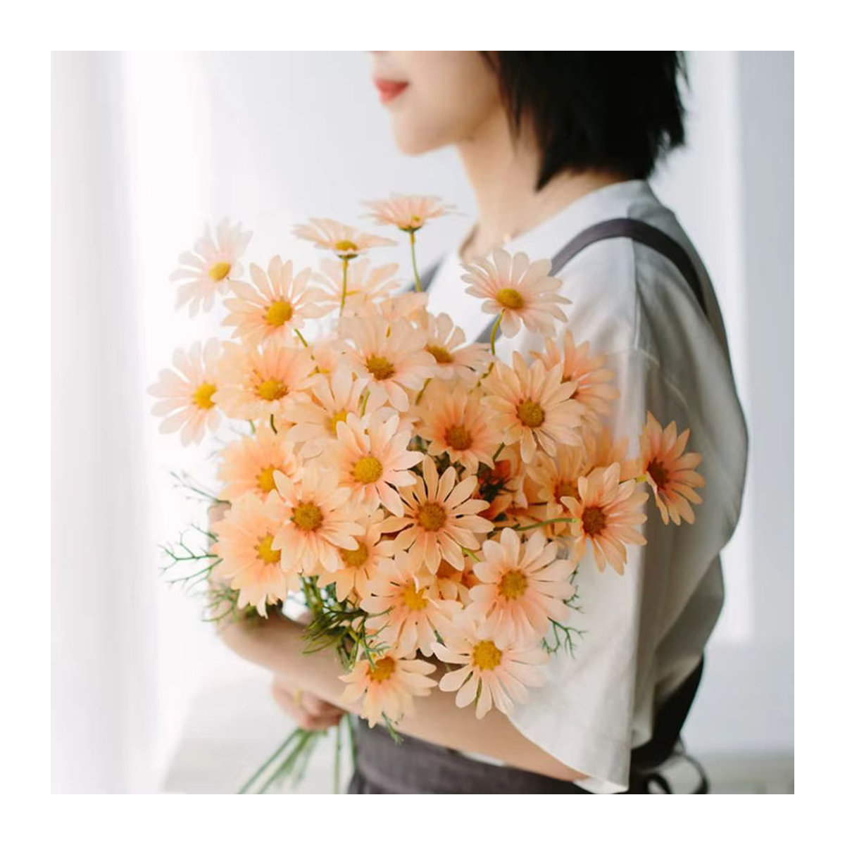 TTCY Künstliche Gänseblümchen Blumensträuße aus Seide in Rosa für Dekoration und Hochzeit - Bild 1