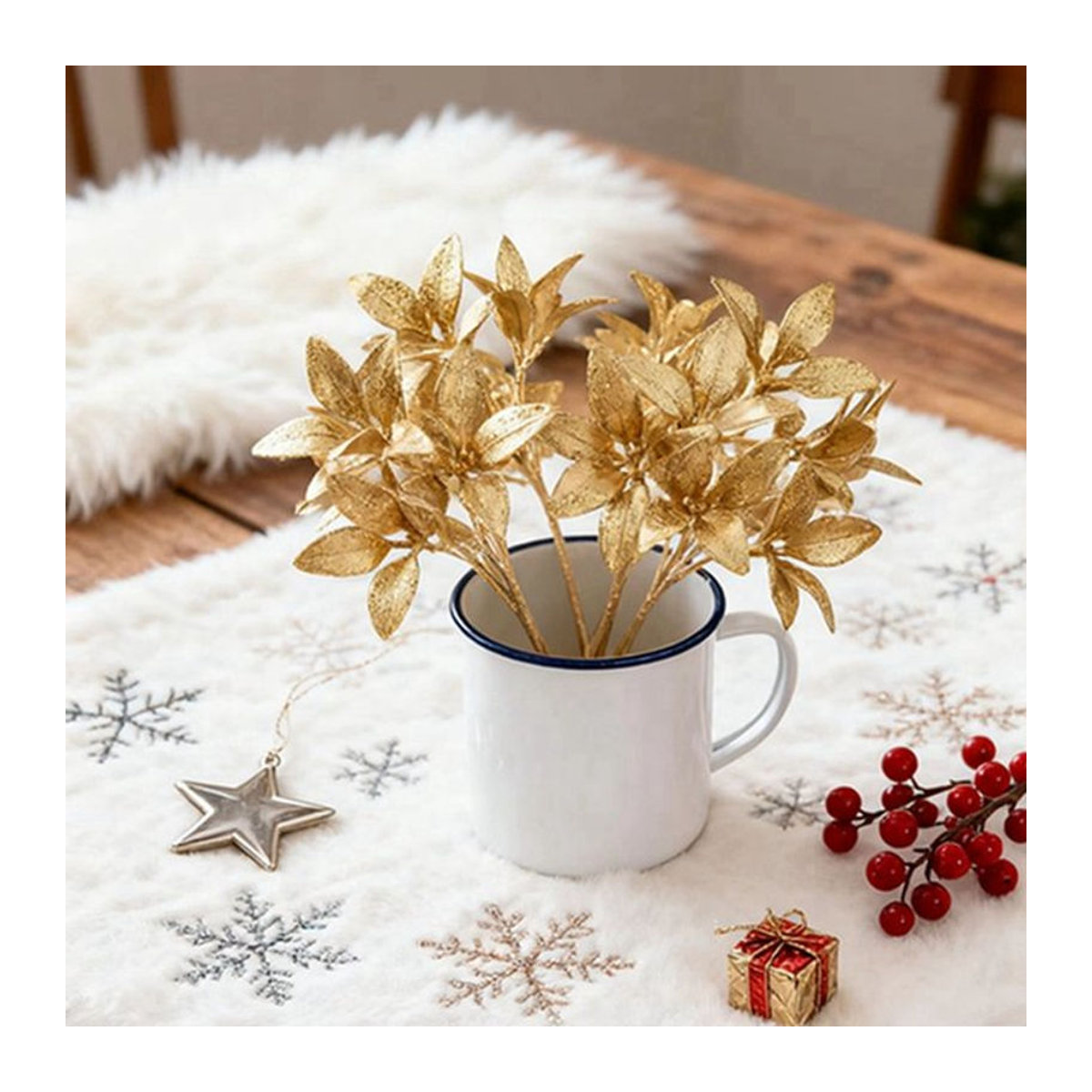 TTCY Künstliche Goldene Kieferngirlande als Dekoration für Weihnachten und Hochzeit - Bild 1