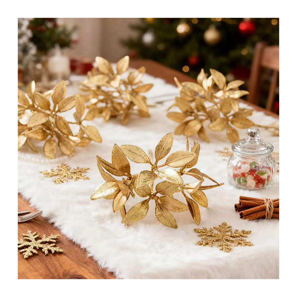 TTCY Künstliche Goldene Kieferngirlande als Dekoration für Weihnachten und Hochzeit - Bild 3