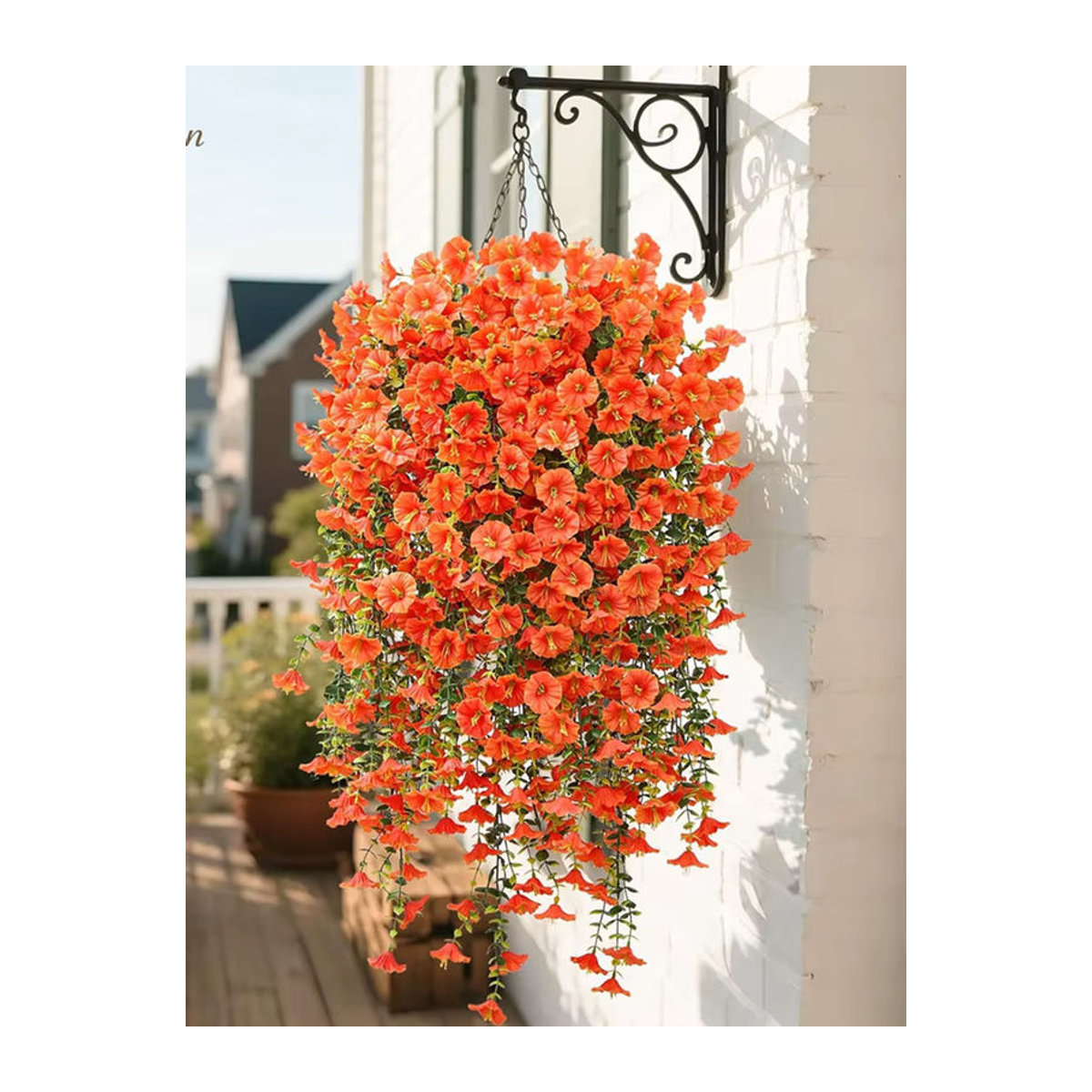 TTCY Künstliche Morning Glory Blumenreben in Orange zur hängenden Dekoration für Garten, Hochzeit und Haus - Bild 2