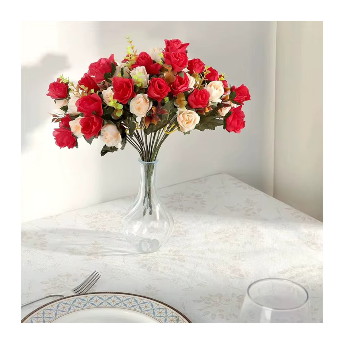 TTCY Künstliche Rosen aus Seide in Rot für Hochzeiten und Raumdekoration - Bild 2