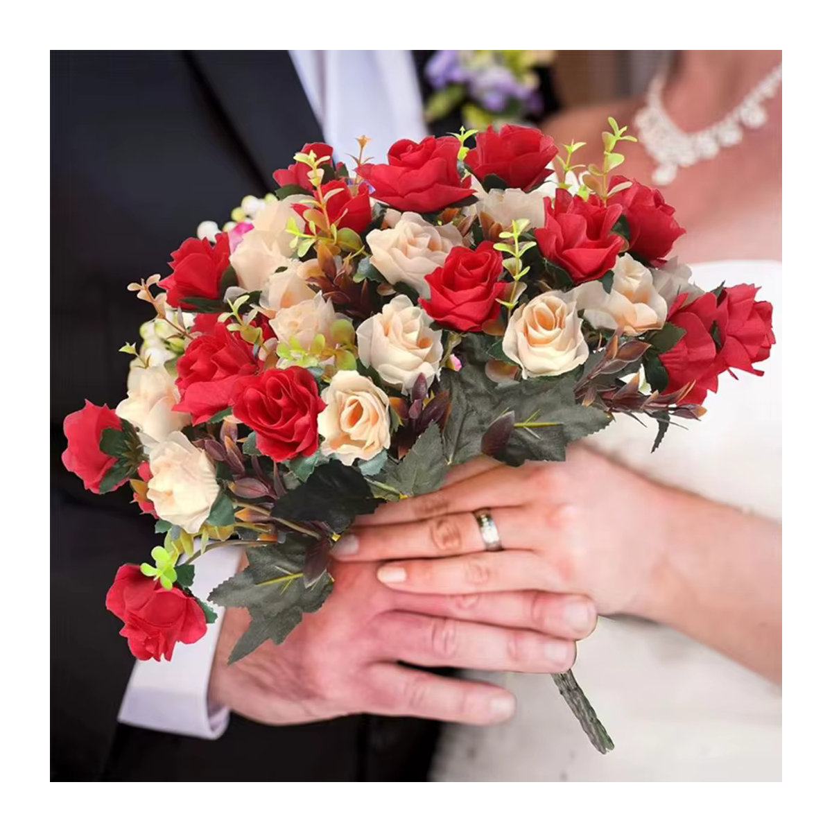 TTCY Künstliche Rosen aus Seide in Rot für Hochzeiten und Raumdekoration - Bild 3