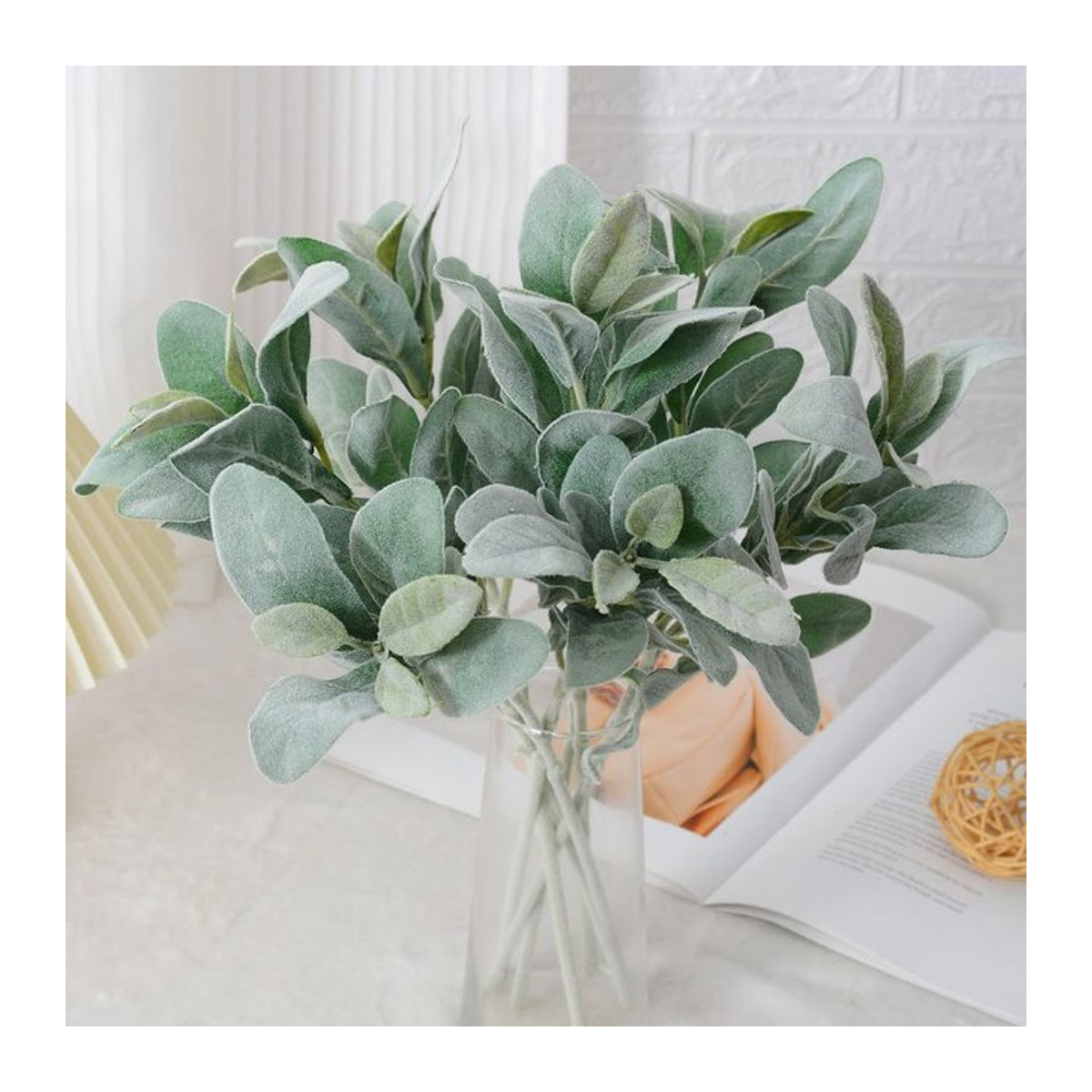 TTCY Künstliche Samt-Pflanzen Kaninchenohren Blätter in Grün für DIY Deko, Hochzeit und Weihnachten - Bild 1