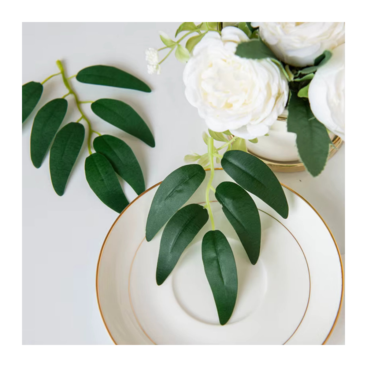 TTCY Künstliche Seidenblumen Weidenblätter in Grün für DIY Dekoration, Kränze und Hochzeiten, 50 Stück - Bild 4