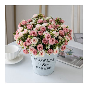TTCY Künstliche Seidenrose in Rosa als florale Dekoration für Hochzeiten, Valentinstag und Wohnaccessoires