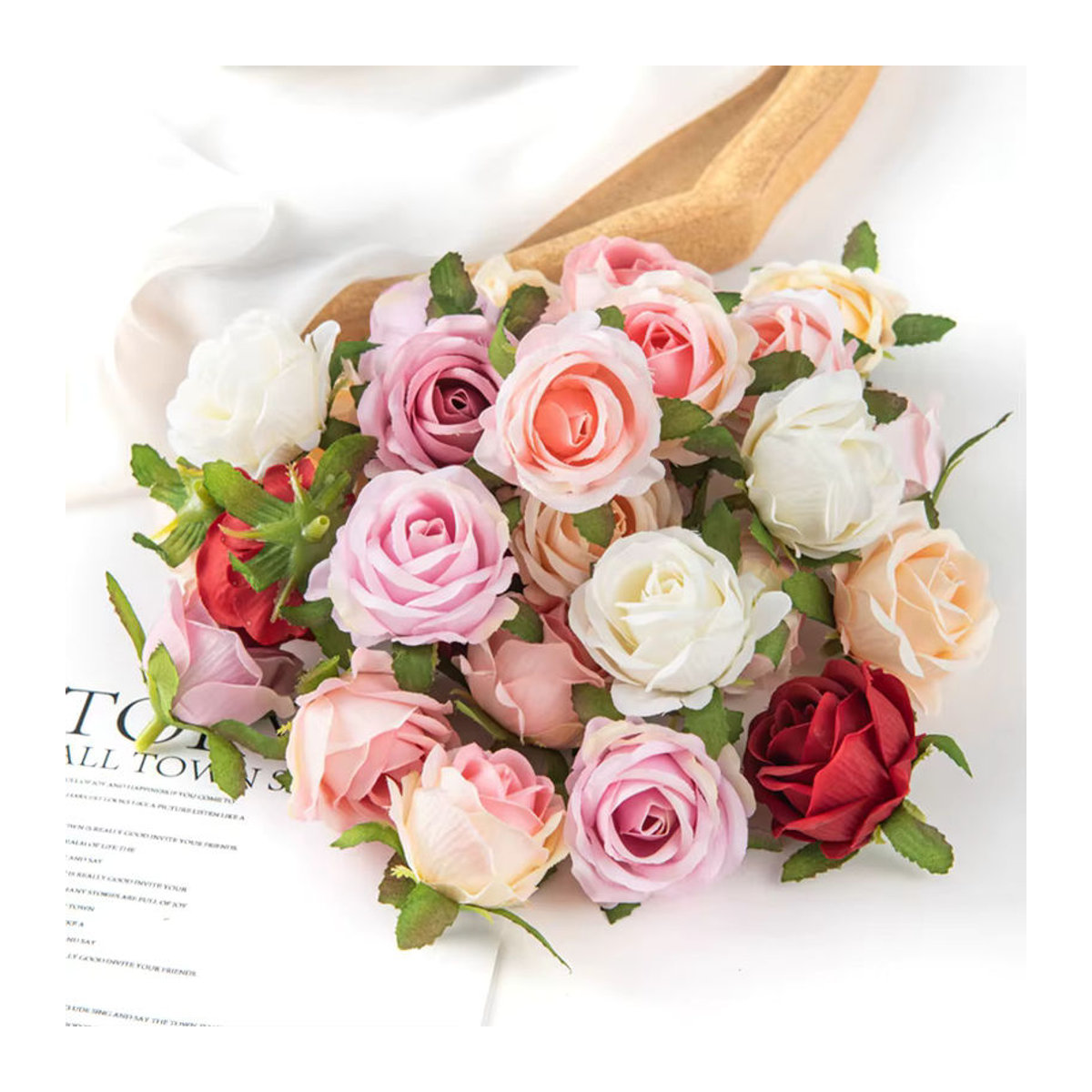 TTCY Künstliche Seidenrosen als Einzelstiele für DIY Dekorationen, Hochzeiten und Weihnachten, Mehrfarbig - Bild 2