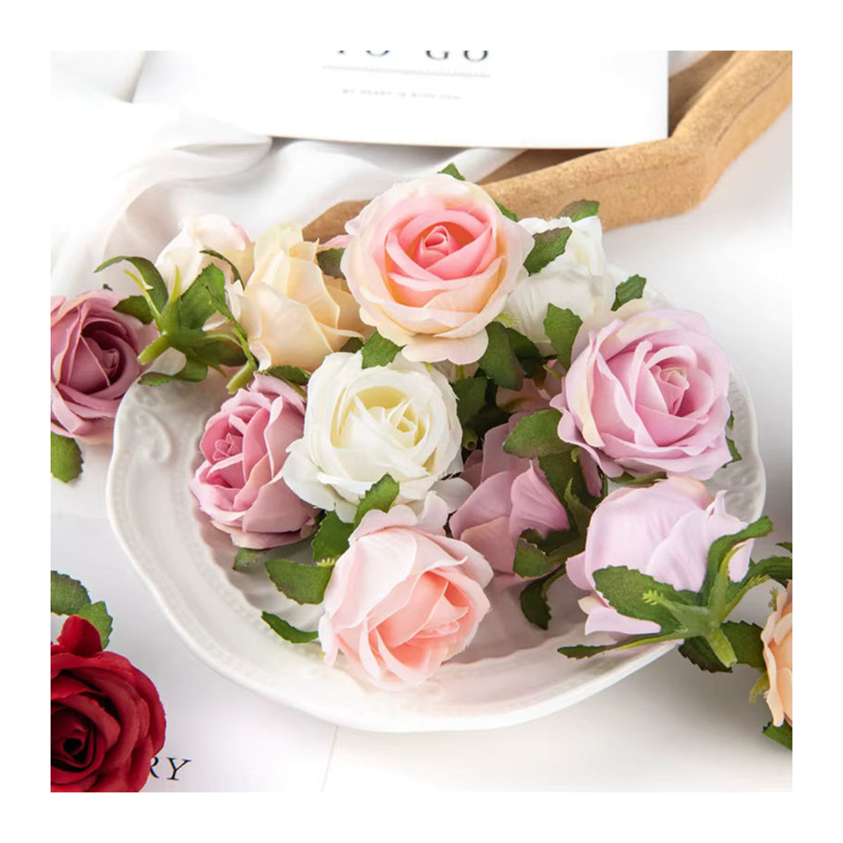 TTCY Künstliche Seidenrosen als Einzelstiele für DIY Dekorationen, Hochzeiten und Weihnachten, Mehrfarbig - Bild 4