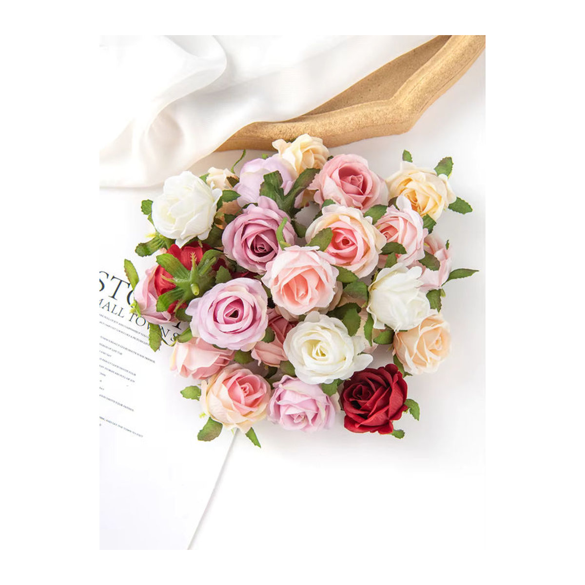 TTCY Künstliche Seidenrosen als Einzelstiele für DIY Dekorationen, Hochzeiten und Weihnachten, Mehrfarbig - Bild 6