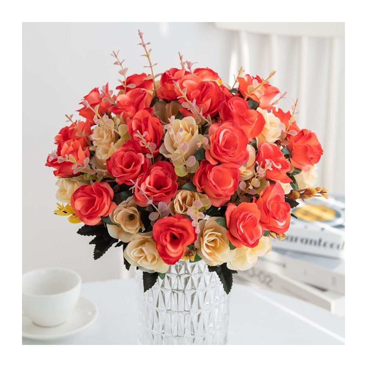 TTCY Künstliche Seidenrosen in Rosa und Mehrfarbig als Einzelstiel für Hochzeiten und Dekorationen - Bild 1