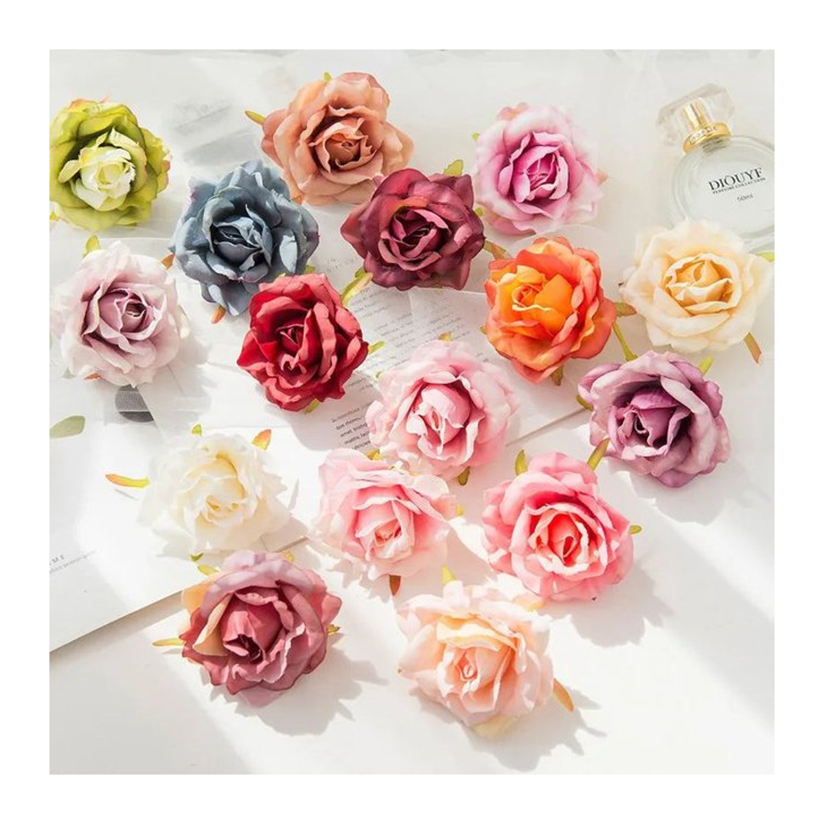 TTCY Künstliche Seidenrosen Mehrfarbig als Einzelstiele für Hochzeit, Dekoration und DIY-Projekte - Bild 1