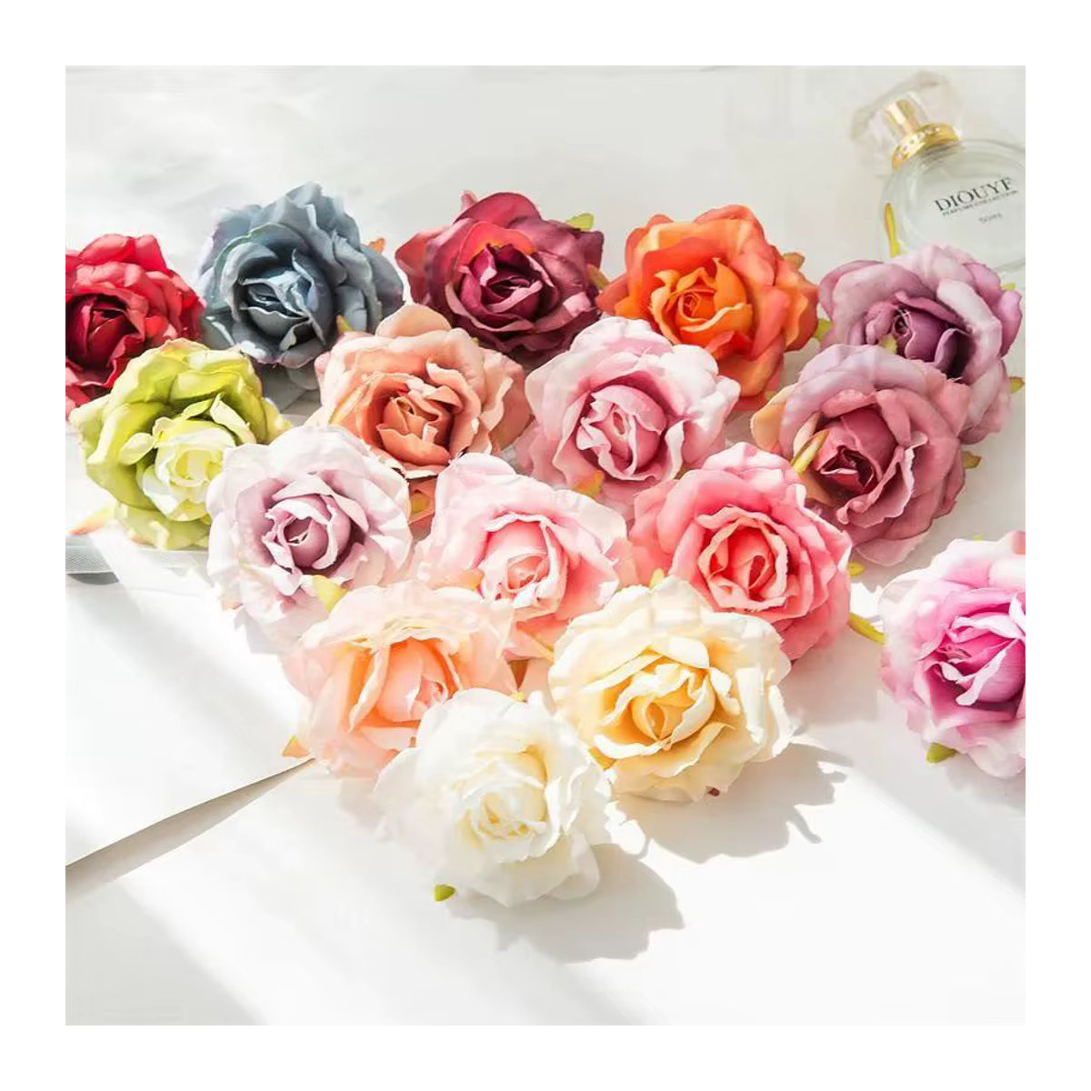 TTCY Künstliche Seidenrosen Mehrfarbig als Einzelstiele für Hochzeit, Dekoration und DIY-Projekte - Bild 2