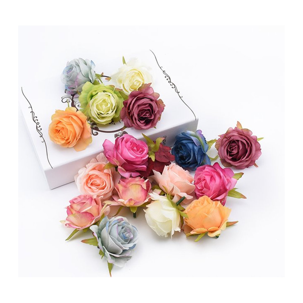 TTCY Künstliche Seidenrosen Set, Mehrfarbige Textil-Blumen für Hochzeitsdekoration, Girlanden und DIY-Geschenke, 5 oder 10 Stück - Bild 1