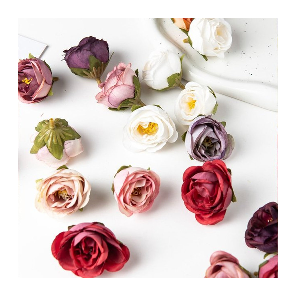TTCY Seidenrosen künstliche Blumen für Hochzeit und DIY Dekoration, lila und mehrfarbig, 50 Stück - Bild 1