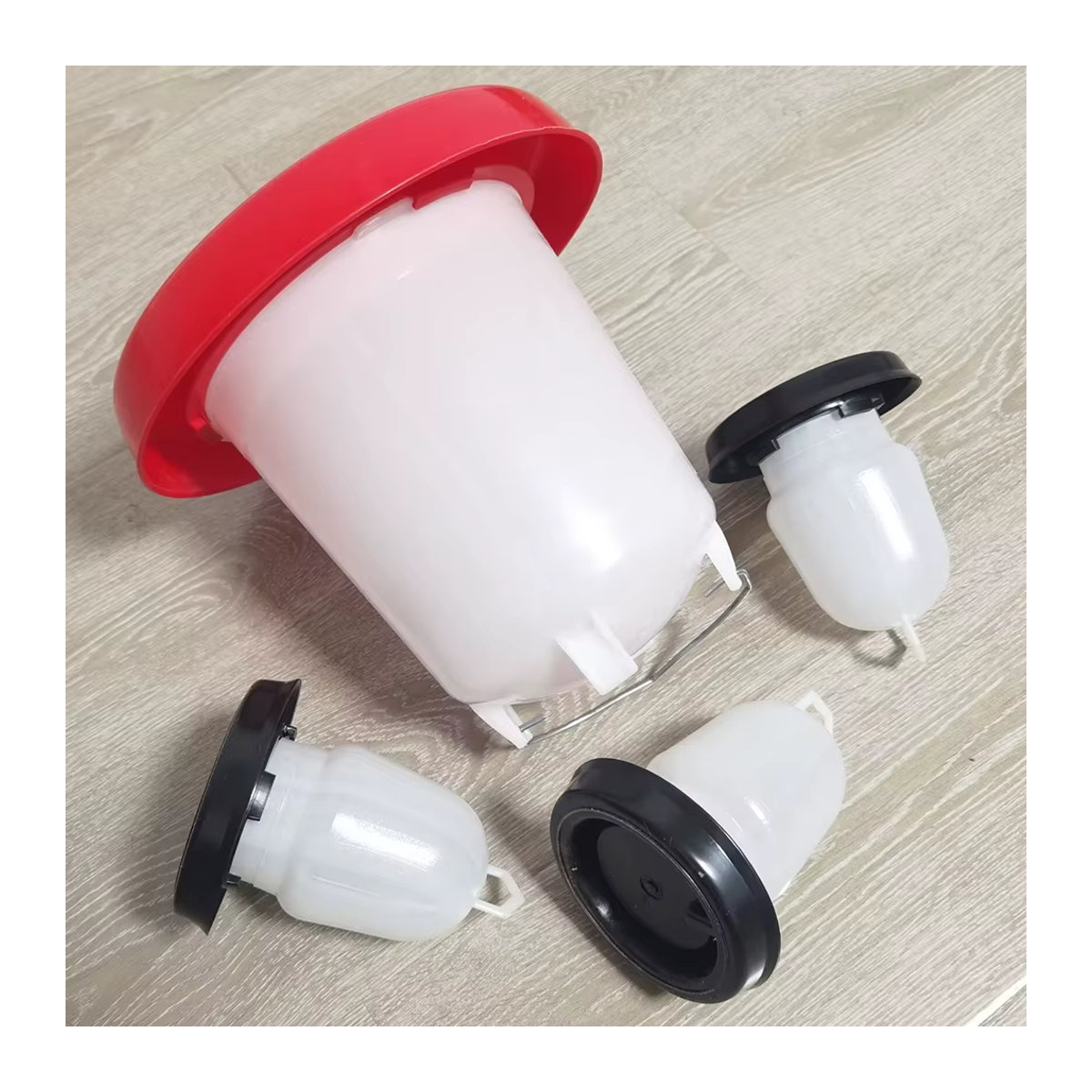 TUBEBEANS 4-teiliges Set Futter- und Wasserspender für Geflügel in Rot, bestehend aus 1 x 4 l und 3 x 350 ml - Bild 2