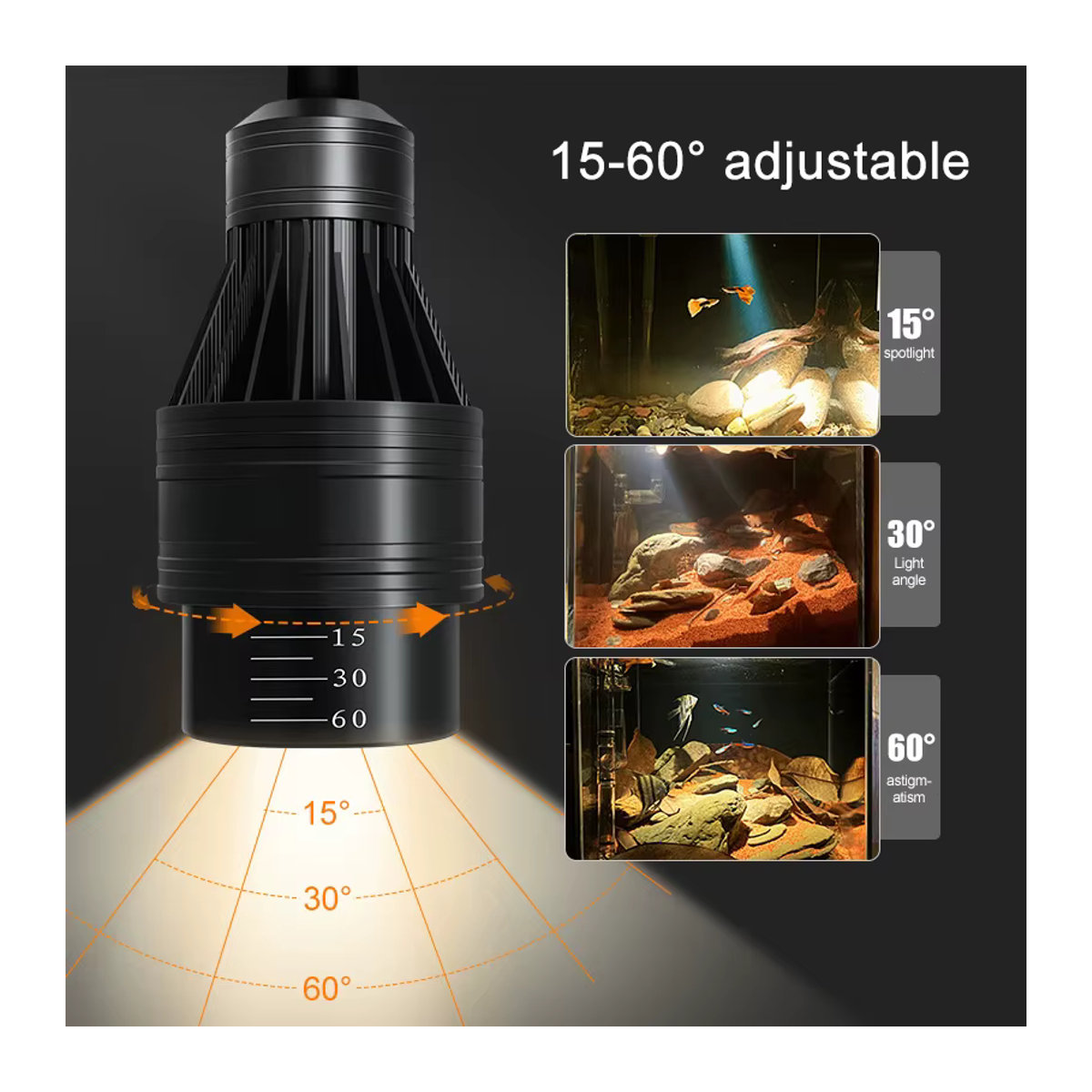 TUNFAN Aquarium LED Licht mit einstellbarem Fokus für Pflanzen und Reptilien Zubehör - Bild 2