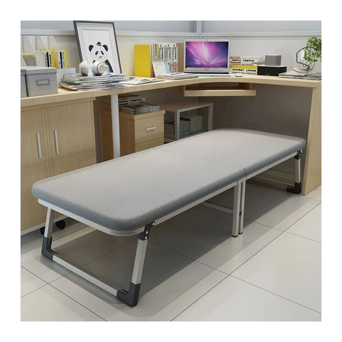 TUNIANG Klappbett Grau Minimalistisch mit Rollen für Büro und Camping - Bild 1