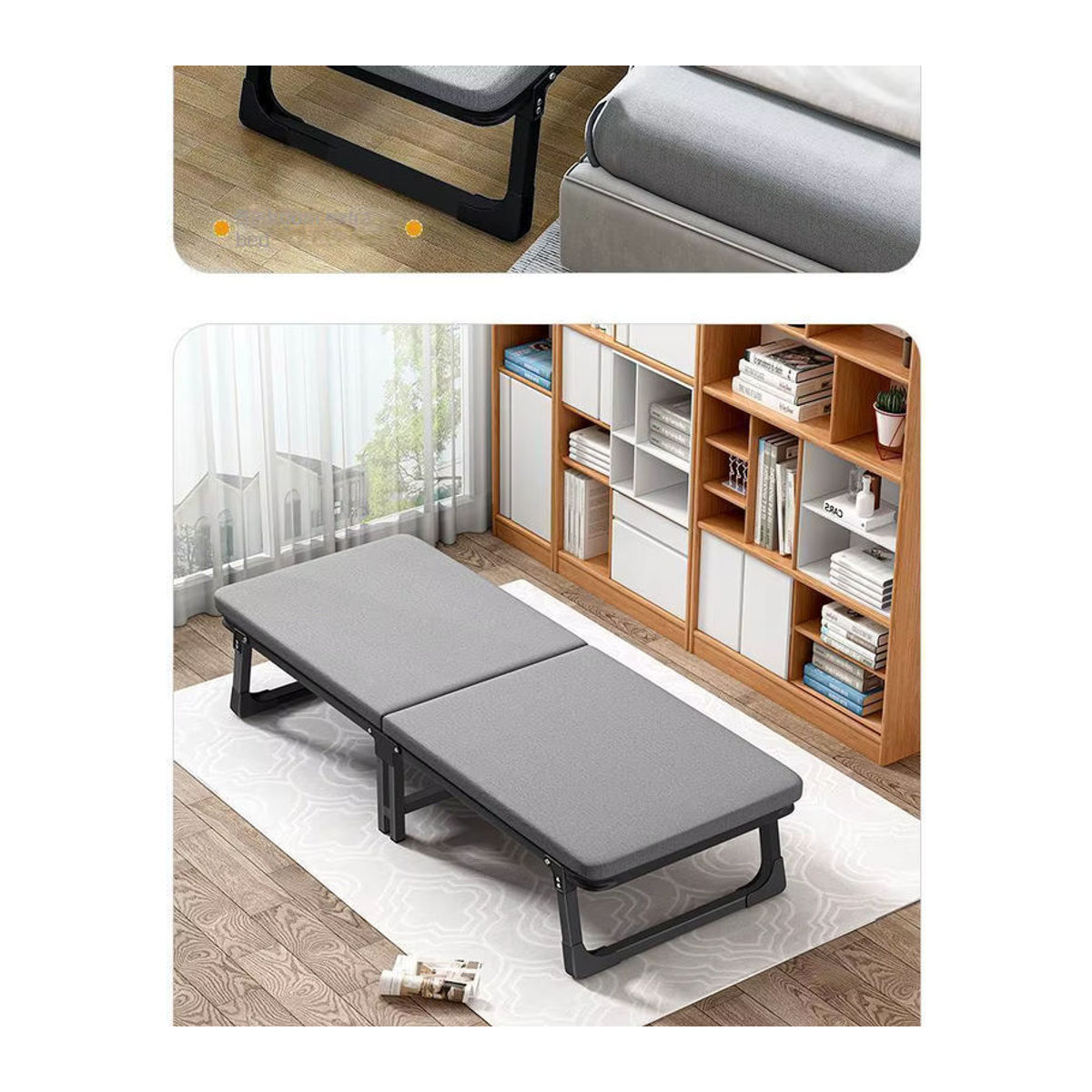 TUNIANG Klappbett Grau Minimalistisch mit Rollen für Büro und Camping - Bild 3