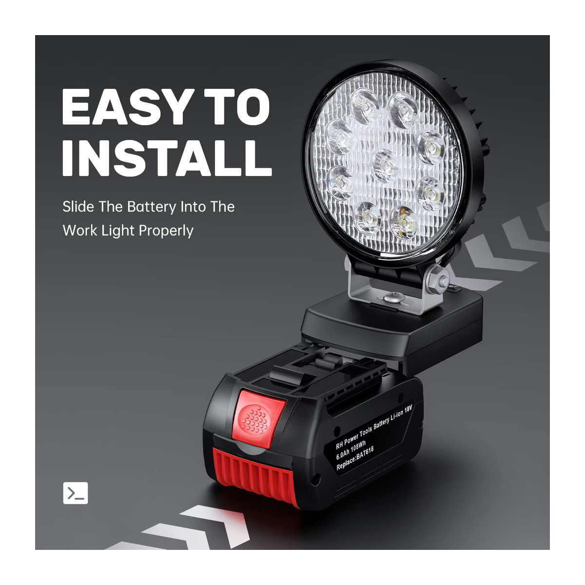 Turpow 27W LED Arbeitslicht Comblity für Bosch BAT618 Li-Ion Akku 18V als LED Taschenlampe und Flutlicht - Bild 4