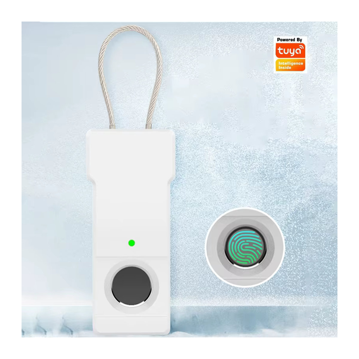 Tuya Fingerabdruck-Vorhängeschloss aus Metall mit Bluetooth und Kombination für Koffer und Gepäck, Schwarz/Weiß - Bild 2