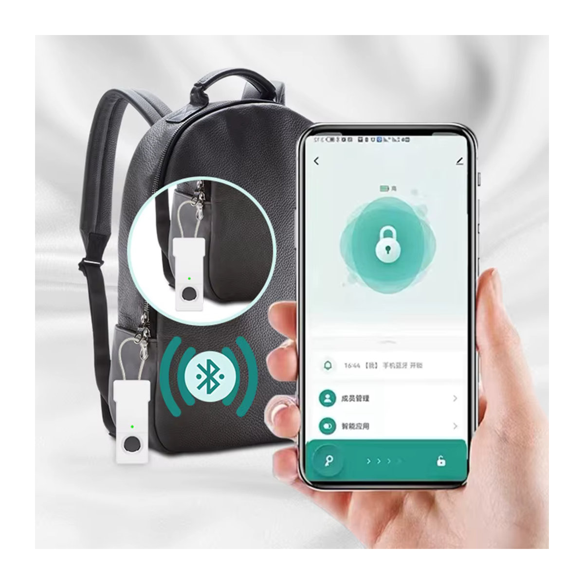 Tuya Fingerabdruck-Vorhängeschloss aus Metall mit Bluetooth und Kombination für Koffer und Gepäck, Schwarz/Weiß - Bild 3
