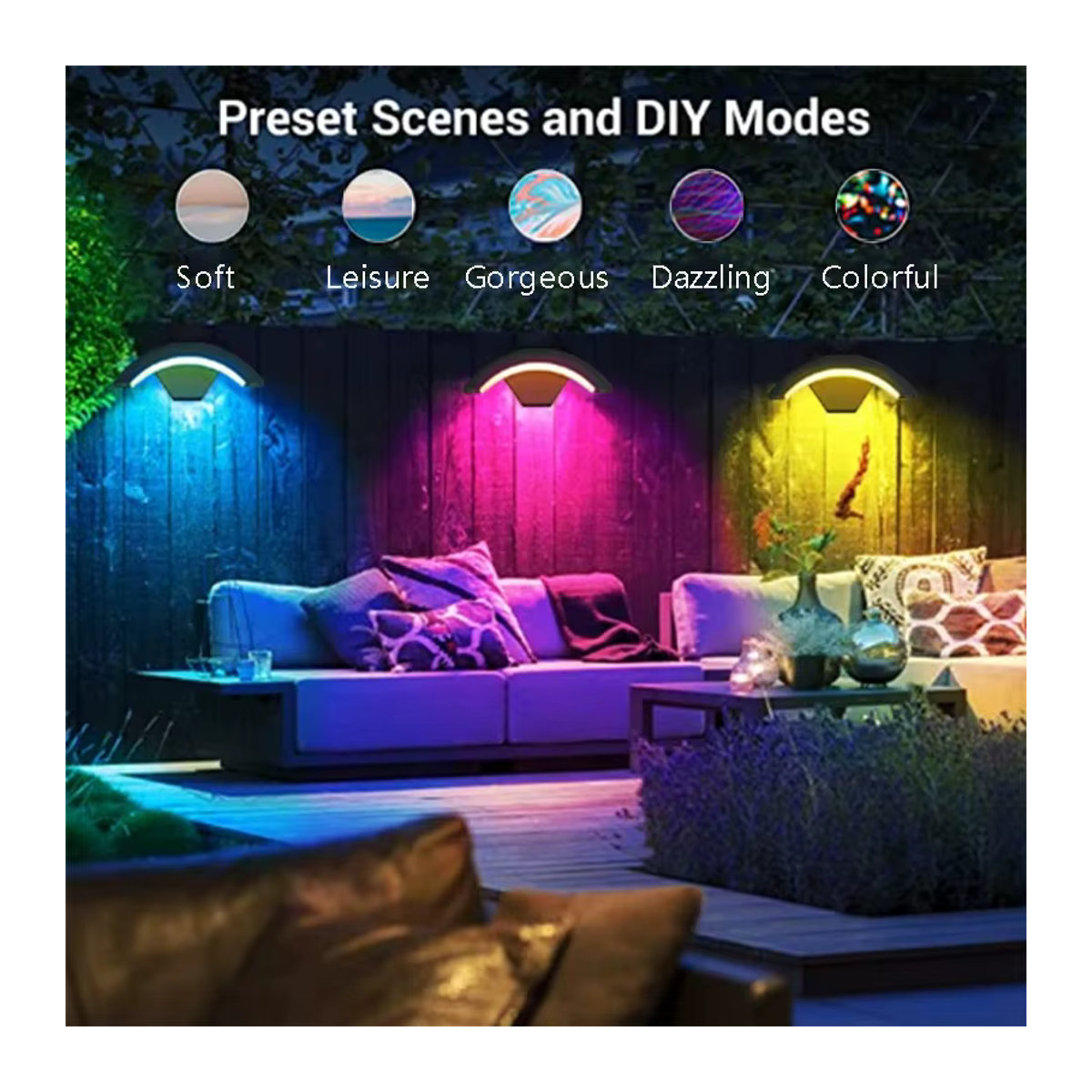 Tuya intelligente RGBCW Außenwandleuchte in Schwarz, dimmbare IP65 wasserdichte Veranda-Leuchte für Garten und DIY-Beleuchtung, kompatibel mit Alexa und Google Home - Bild 2