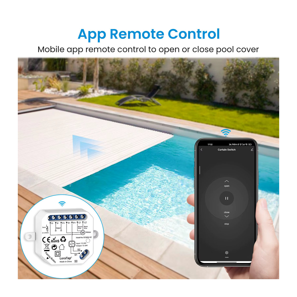 Tuya QCSMART Smart Life WiFi Pool Abdeckung Motor Schalter Controller Modul mit Sprachsteuerung über Google Home und Alexa, AC & DC kompatibel - Bild 1
