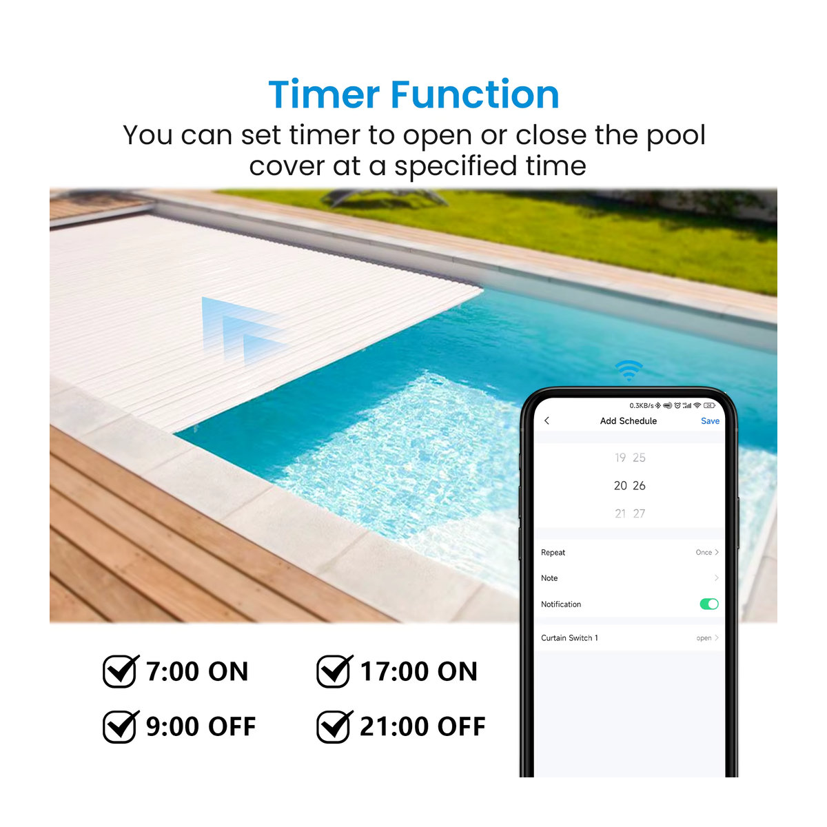 Tuya QCSMART Smart Life WiFi Pool Abdeckung Motor Schalter Controller Modul mit Sprachsteuerung über Google Home und Alexa, AC & DC kompatibel - Bild 3