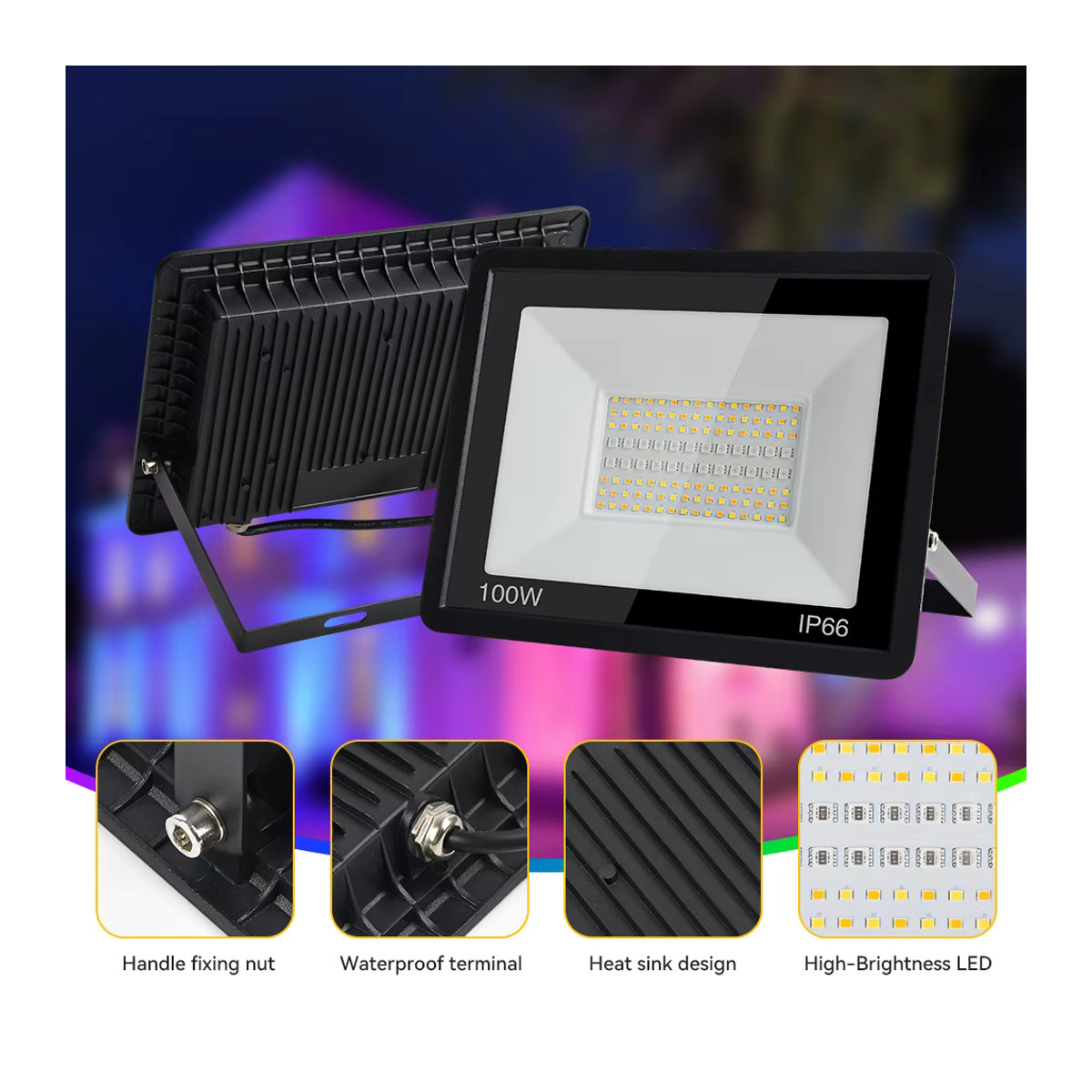 TUYA Smart Control LED Außenstrahler RGB 100W Wasserdichtes Outdoor Flutlicht in Bunt für Garten und Hof mit WIFI-Verbindung - Bild 2