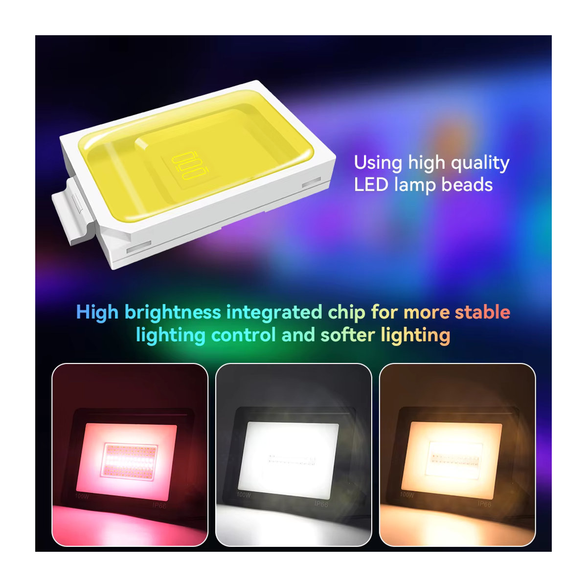 TUYA Smart Control LED Außenstrahler RGB 100W Wasserdichtes Outdoor Flutlicht in Bunt für Garten und Hof mit WIFI-Verbindung - Bild 4