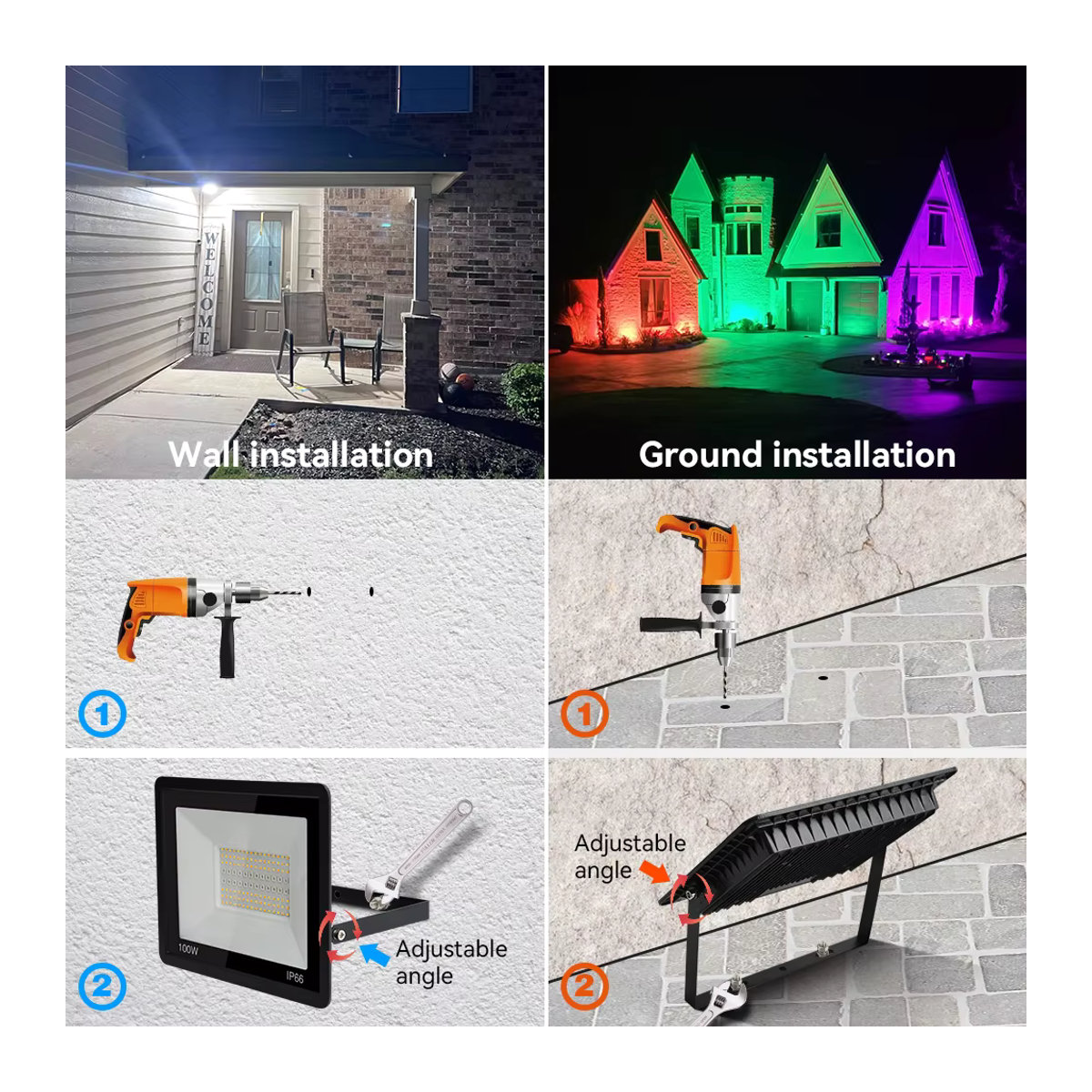 TUYA Smart Control LED Außenstrahler RGB 100W Wasserdichtes Outdoor Flutlicht in Bunt für Garten und Hof mit WIFI-Verbindung - Bild 6