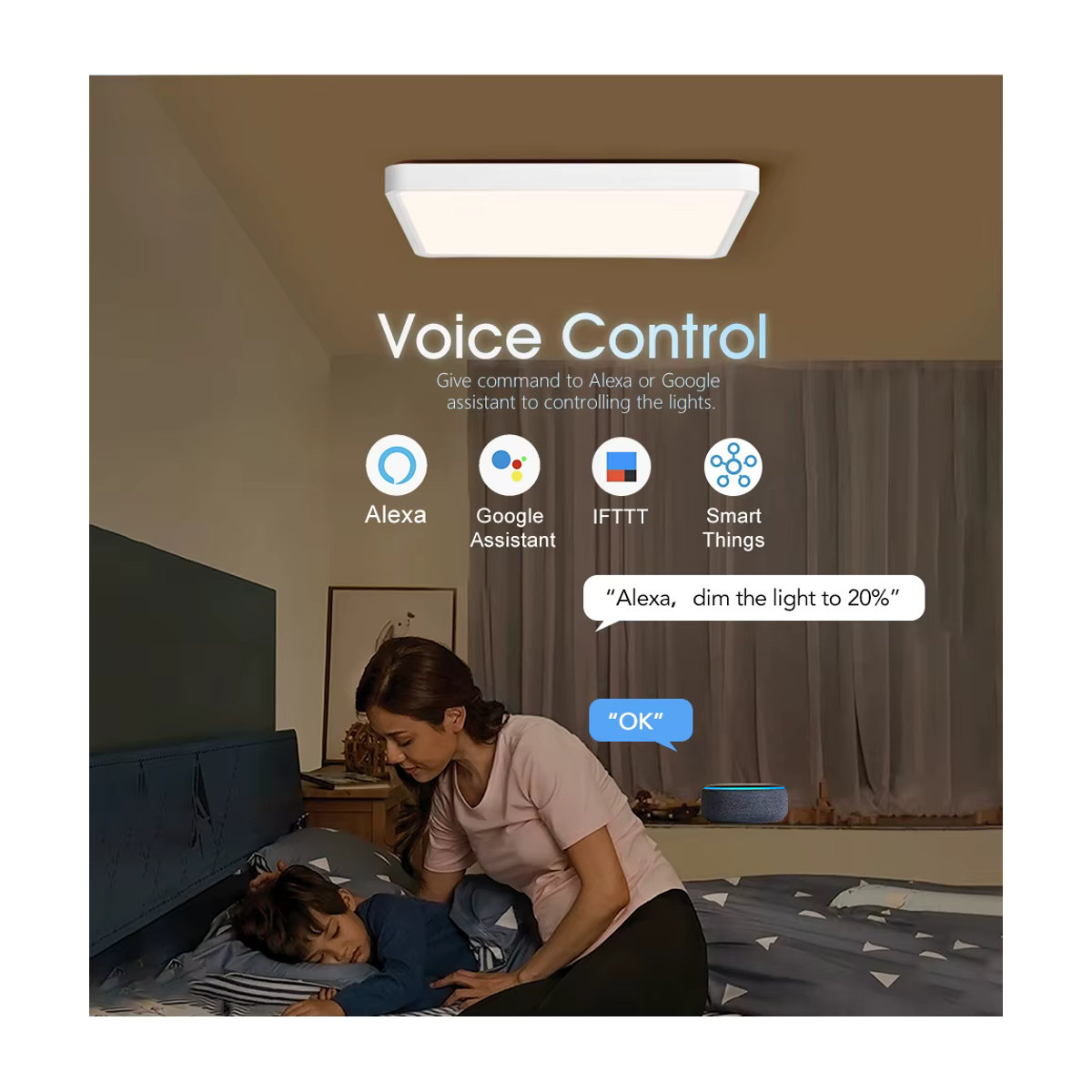 Tuya Smart LED Deckenlampe 36W Ultra Dünn mit Sprachsteuerung für Alexa in Weiß - Bild 2