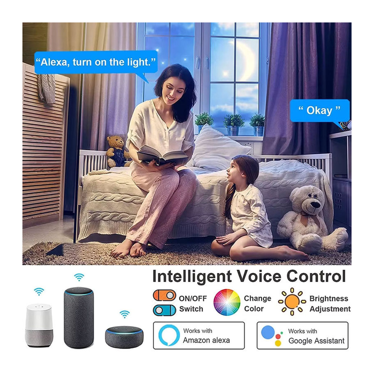 Tuya Smart LED Deckenleuchte RGBCW mit WiFi, 24W, Bunt, Minimalistischer Kronleuchter für Wohnzimmer und Schlafzimmer, kompatibel mit Alexa und Google Home - Bild 2
