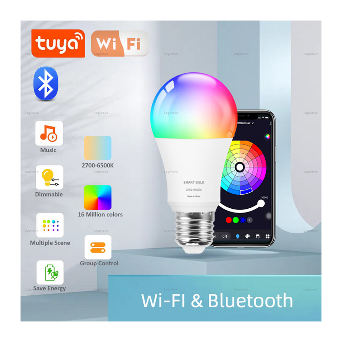 Tuya Smart LED Glühbirne E27 RGB Bunt mit App- und Sprachsteuerung für Alexa und Google Assistant - Bild 1
