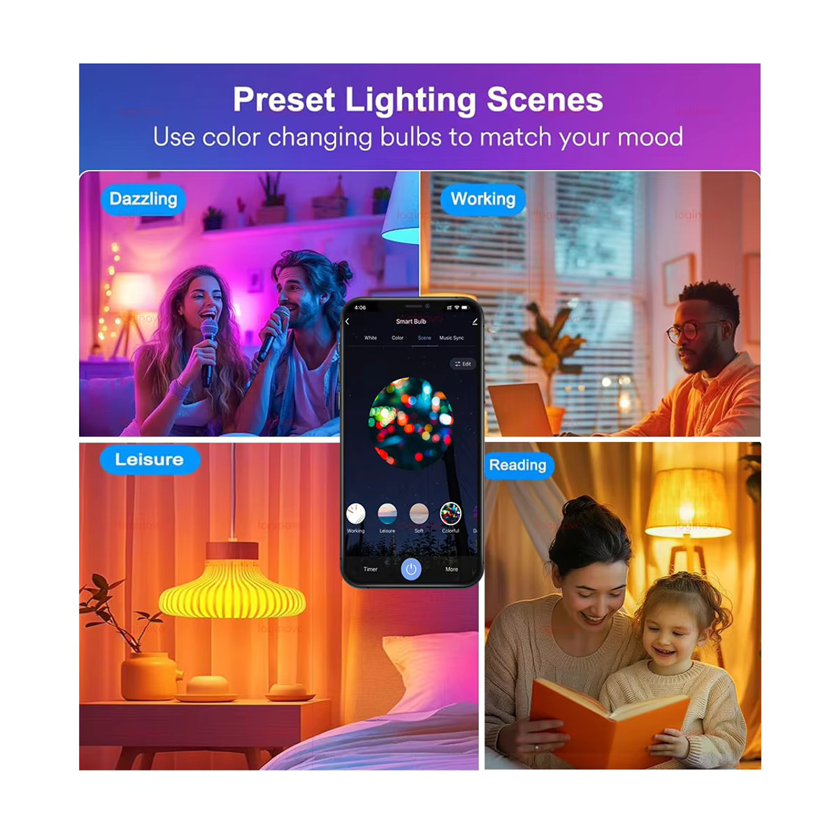 Tuya Smart LED Glühbirne E27 RGB Bunt mit App- und Sprachsteuerung für Alexa und Google Assistant - Bild 5